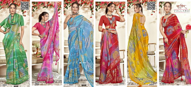 Manasvi 04 By Vallabhi Printed Georgette Sarees Wholesale Market In Surat
